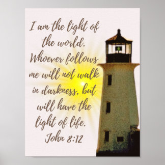 Affiche John 8:12 avec phare