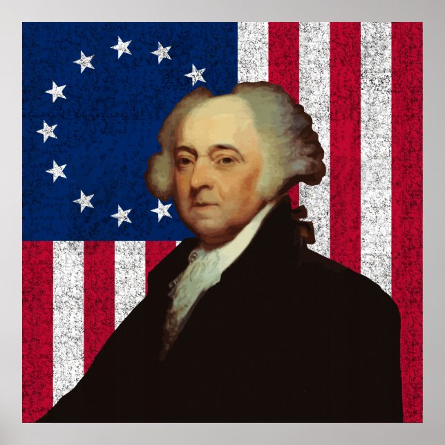 Affiche John Adams et le drapeau américain (Devant)