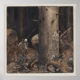 Affiche John Bauer - Dans la forêt trompeuse