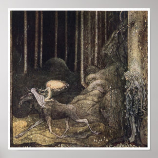 Affiche John Bauer Elk Coton