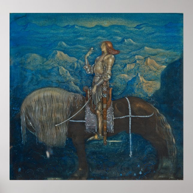 Affiche John Bauer - En riddare rouge Fram 1915 (Devant)