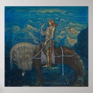 Affiche John Bauer - Fram rouge en riddare 1915