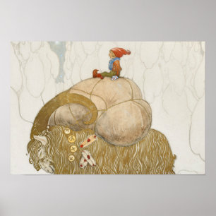 Affiche John Bauer - La chèvre de Noël