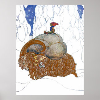 Affiche John Bauer La chèvre de Noël
