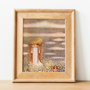 Affiche John Bauer Princesse dans la prairie à fleurs