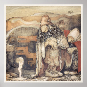Affiche John Bauer Troll couple Princesse bébé Changelins
