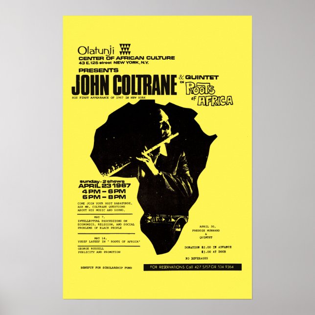 Affiche John Coltrane Olatunji Jazz Vintage (Devant)