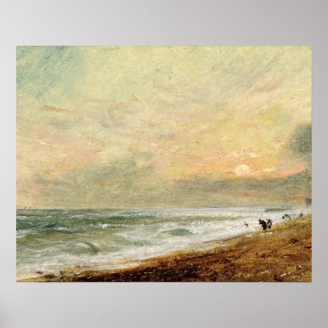 Affiche John Constable | Hove Beach, c.1824 (huile sur pap (Devant)