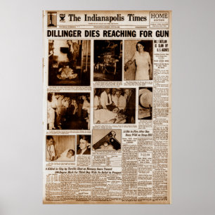 Affiche John Dillinger Ennemi Public #1 Meurt en atteignan