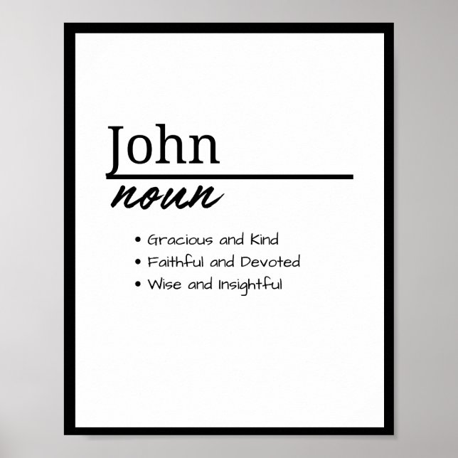 Affiche John, Garçon Nom Personnalisé Définition (Devant)