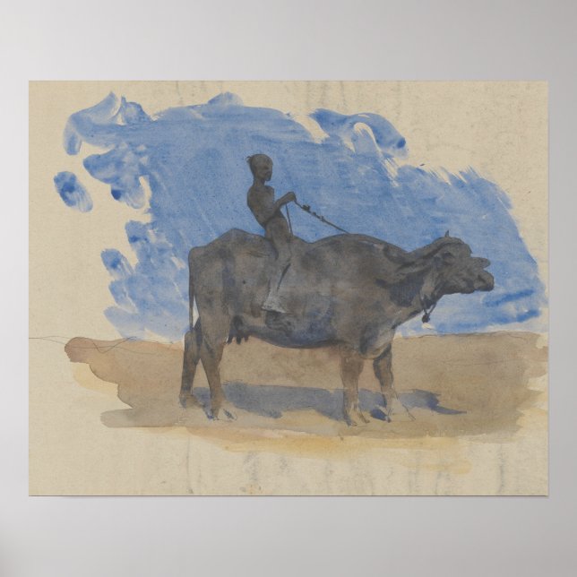 Affiche John Singer Sargent - Boy on Water Buffalo (Devant)