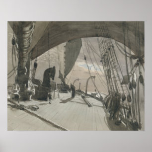 Affiche John Singer Sargent - Deck of Ship in Moonlight