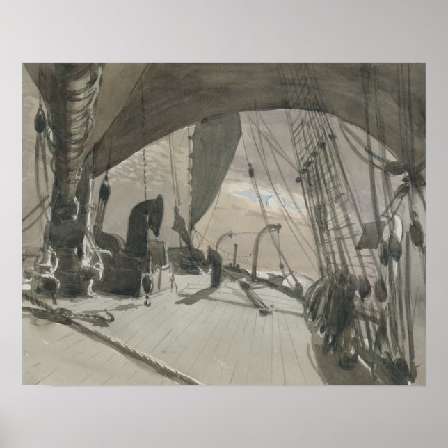 Affiche John Singer Sargent - Deck of Ship in Moonlight (Devant)
