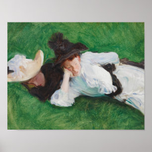 Affiche John Singer Sargent - Deux filles sur une pelouse