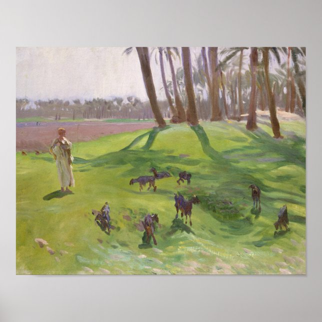 Affiche John Singer Sargent - Paysage avec Goatherd (Devant)