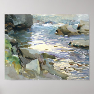 Affiche John Singer Sargent - Stream and Rocks