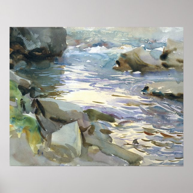 Affiche John Singer Sargent - Stream et Rocks (Devant)