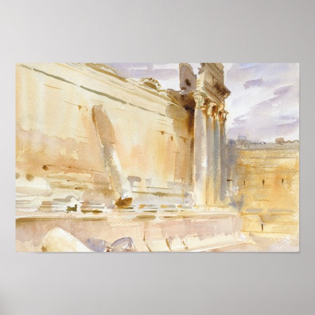 Affiche John Singer Sargent - Temple de Bacchus, Baalbek (Devant)