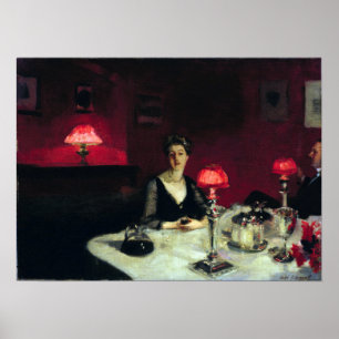 Affiche John Singer Sargent Un dîner table à la nuit