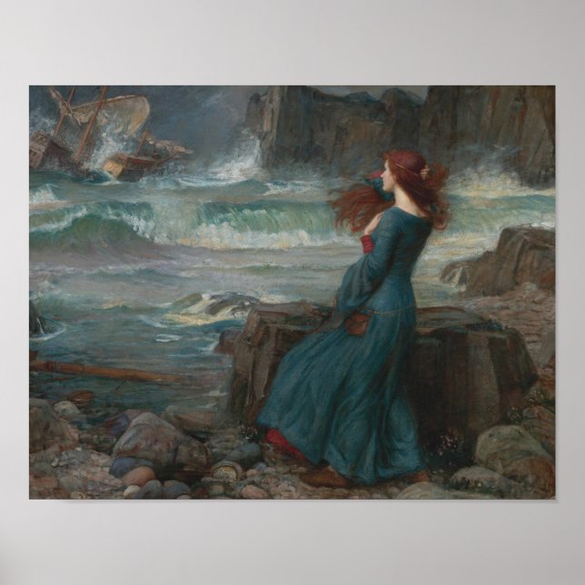 Affiche John William Waterhouse - Miranda - La tempête (Devant)