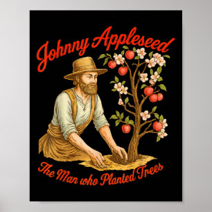 Affiche Johnny Appleseed Day 26 septembre Arbre rétro