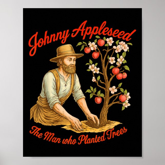 Affiche Johnny Appleseed Day 26 septembre Arbre rétro (Devant)
