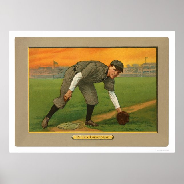 Affiche Johnny Evers Cubs Baseball 1911 (Devant)