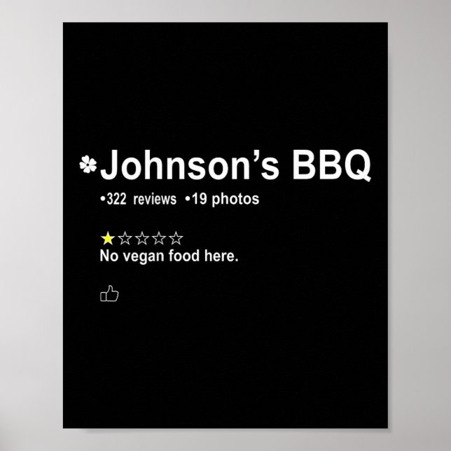 Affiche Johnson's Bbq No Vegan Food Here One Star In Back (Devant)