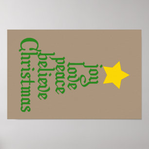 Affiche Joie, Amour, Paix, Croire, Noël
