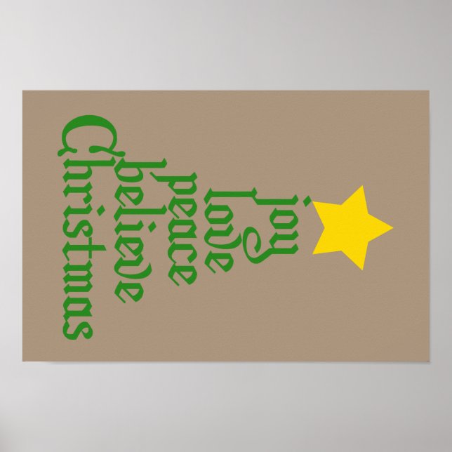 Affiche Joie, Amour, Paix, Croire, Noël (Devant)