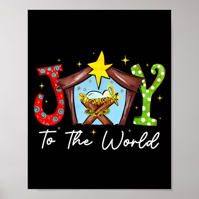 Affiche Joie au monde Bébé Jésus Noël Scène de Nativité (Devant)