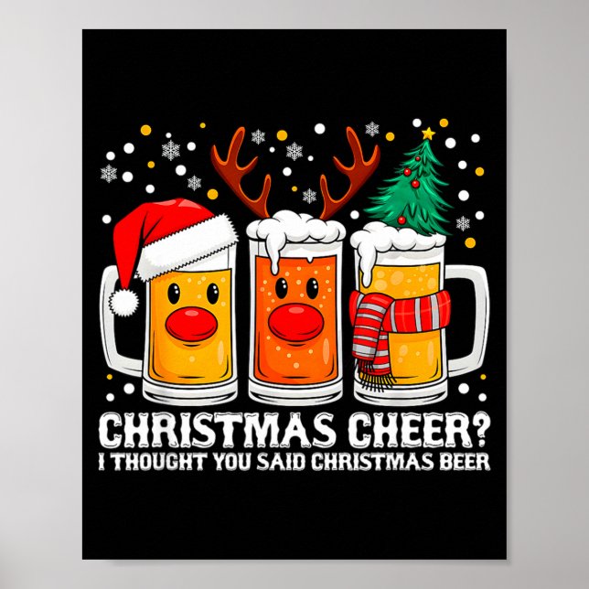 Affiche Joie de Noël Renne Drôle Bière Boisson de Noël (Devant)