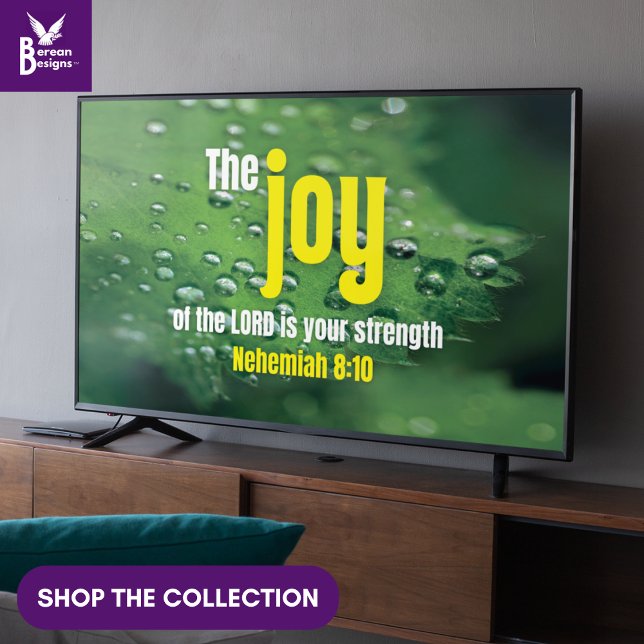 Affiche JOIE DU SEIGNEUR Christian Frame Art pour TV (Vibrant greenery with Christian JOY OF THE LORD art for your display TV)