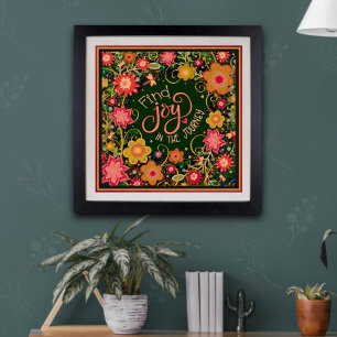 Affiche Joie Inspirante Floral Joli Voyage Vert