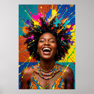 Affiche Joie rayonnante Reine noire éclaboussure de peintu