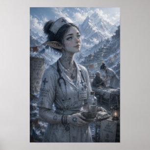 Affiche Joie silencieuse / Infirmière / Montagnes tibétain