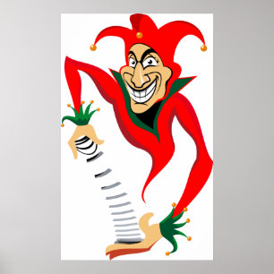 Affiche Joker Jester Grinning avec Jack-in-the-Box