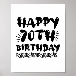 Affiche Joli 70e anniversaire décoratif heureux, soixante-