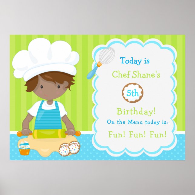 Affiche Joli African American Boy Baking Anniversaire (Devant)