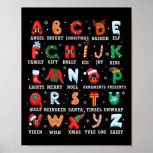 Affiche Joli Alphabet de Noël Kindergarten Thé préscolaire