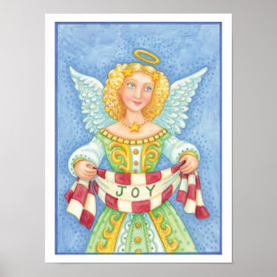 Affiche Joli ange de Noël de dessin animé avec bannière de