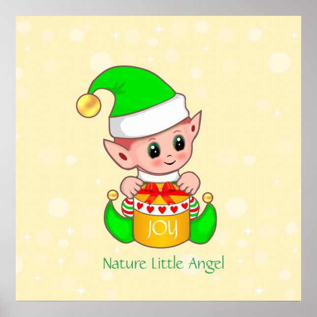 Affiche Joli ange de Noël elfique dans la nature (Devant)