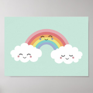 Affiche Joli arc-en-ciel Nuages Salle pour enfants Imprime
