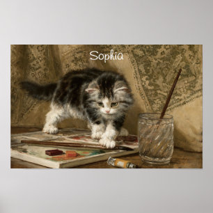Affiche Joli Art de Chatons Vintage, Nom