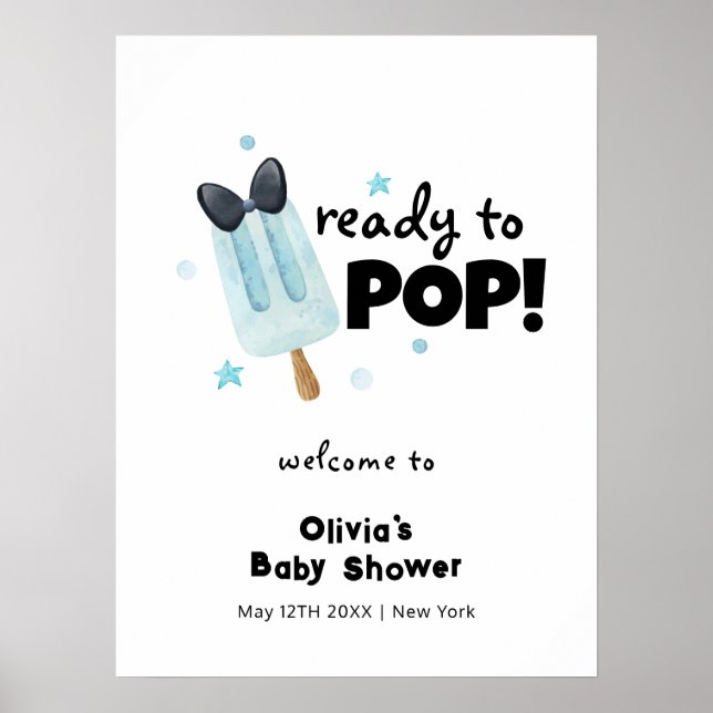 Affiche Joli Baby shower de crème glacée Bow moderne Accue (Devant)