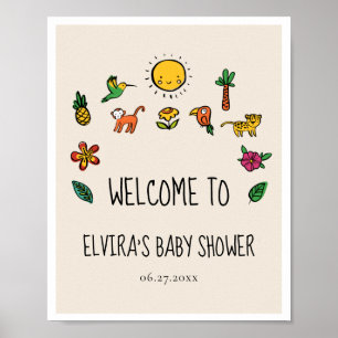 Affiche Joli Baby shower de jungle tropicale