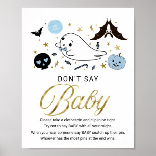 Affiche Joli Baby shower d'Halloween Ne pas dire bébé sign