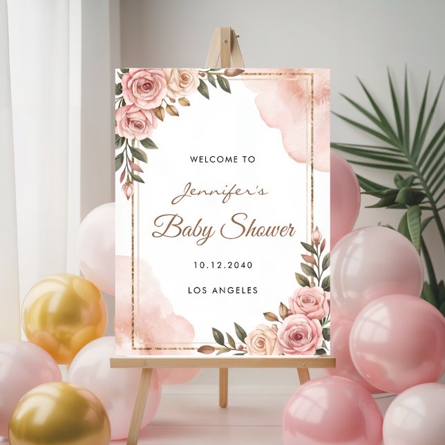 Affiche Joli Baby shower Fleurs de Jardin Accueil (Créateur téléchargé)
