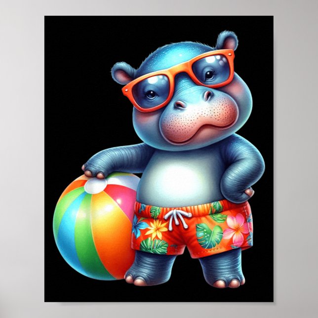 Affiche Joli ballon de plage de vacances d'été branché (Devant)