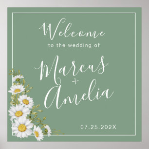 Affiche Joli Basil Vert & Blanc Mariage
